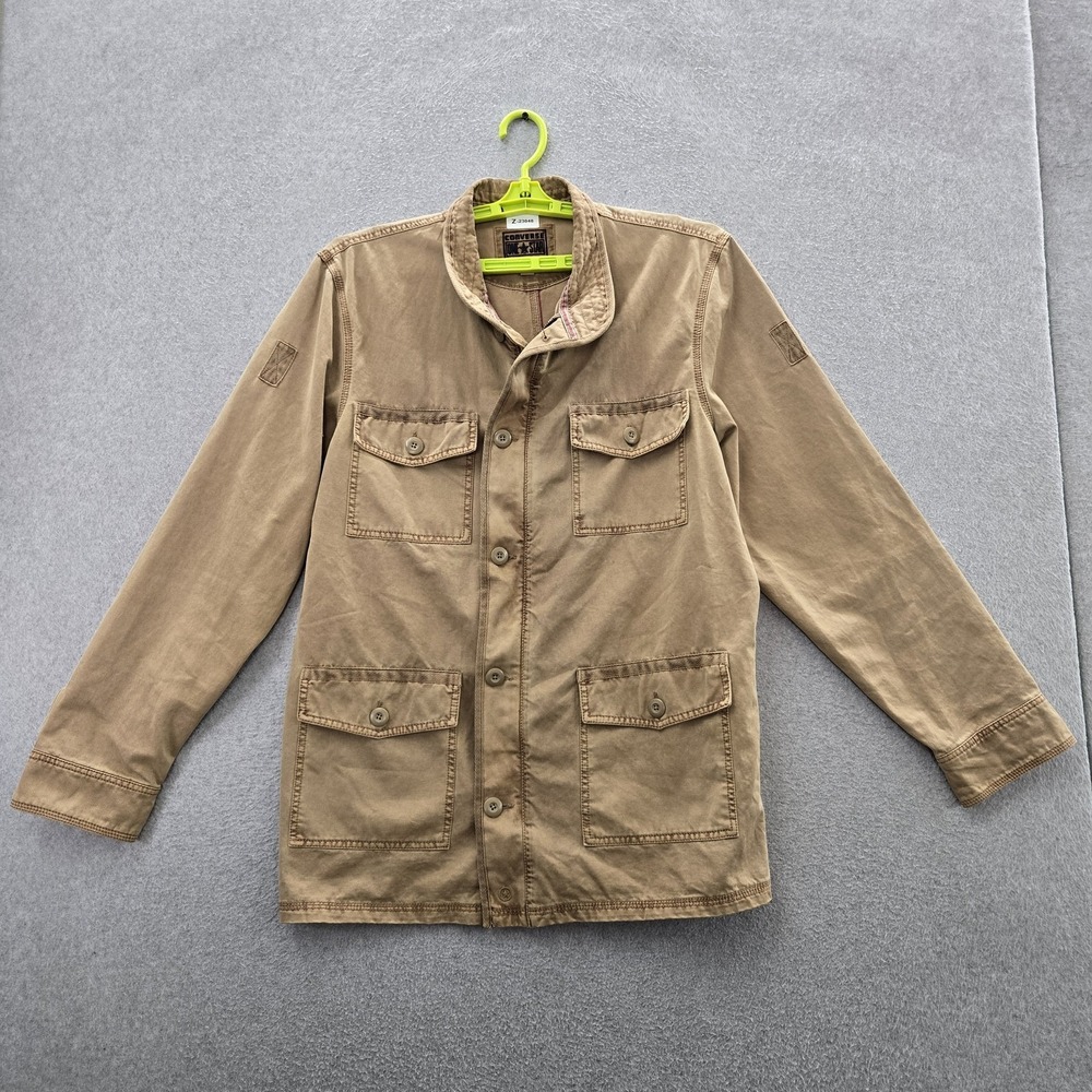 Converse Men Jacket M Tan Twill One Star Utility Military Button
